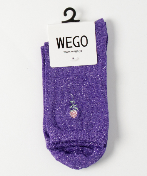 WEGO（ウィゴー）の「WEGO/バラ刺繍ラメソックス（ソックス/靴下・レディース・ブラック/ホワイト/パープル/その他1/シルバー/サックスブルー/レッド・FREE）」の5枚目の写真