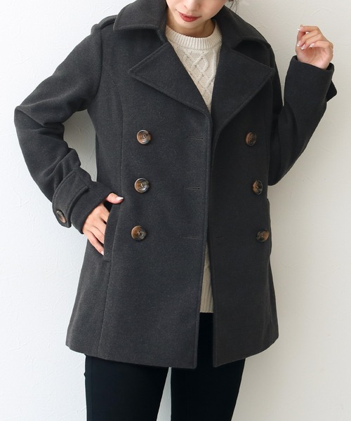 Social GIRL(ソーシャルガール)の「【別注】ショート丈Pコートジャケット ピーコート(ピーコート・レディース・その他/その他2/その他3/その他1/その他4/グレー/ダークブラック/グレイッシュベージュ/アイボリー/レディッシュグレー/ブラウン系その他/グレー系その他/ホワイト系その他・L/S/M/LL/3L)」の11枚目の写真