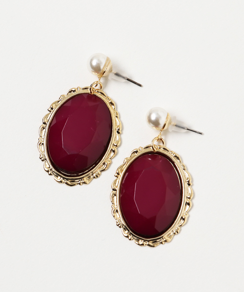 merlot plus（メルロープリュス）の「ストーンピアス5183（ピアス（両耳用）・レディース・ワイン/ネイビー/ブラック・FREE）」の3枚目の写真