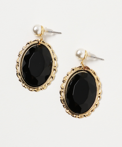 merlot plus（メルロープリュス）の「ストーンピアス5183（ピアス（両耳用）・レディース・ワイン/ネイビー/ブラック・FREE）」の2枚目の写真