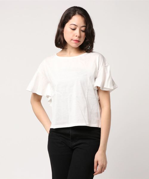 INTERPLANET(インタープラネット)の「ひんやり涼しいバイオシルケット袖フレアーカットソー(Tシャツ/カットソー・レディース・ブラック/グレー/オフホワイト/カーキ・FREE)」の2枚目の写真