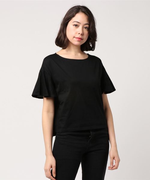 INTERPLANET(インタープラネット)の「ひんやり涼しいバイオシルケット袖フレアーカットソー(Tシャツ/カットソー・レディース・ブラック/グレー/オフホワイト/カーキ・FREE)」の3枚目の写真