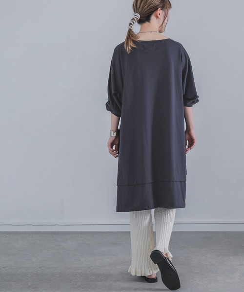 osharewalker（オシャレウォーカー）の「『万能リラックス風合いカットソー』（Tシャツ/カットソー・レディース・オフホワイト/チャコールグレー/ブラック/ネイビー/グリーン・FREE）」の13枚目の写真