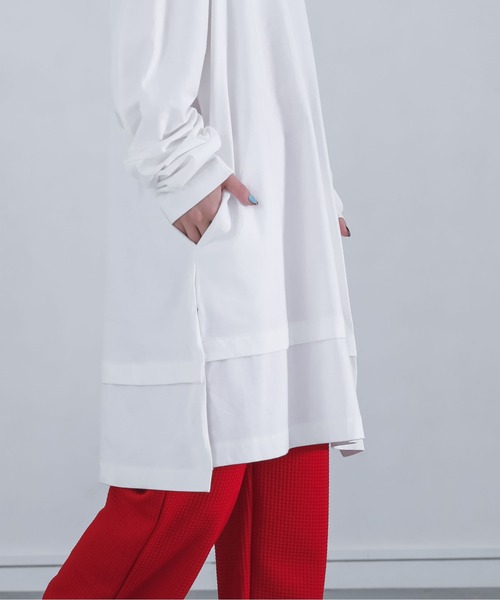 osharewalker（オシャレウォーカー）の「『万能リラックス風合いカットソー』（Tシャツ/カットソー・レディース・オフホワイト/チャコールグレー/ブラック/ネイビー/グリーン・FREE）」の7枚目の写真