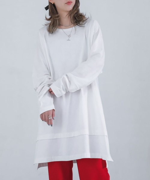 osharewalker（オシャレウォーカー）の「『万能リラックス風合いカットソー』（Tシャツ/カットソー・レディース・オフホワイト/チャコールグレー/ブラック/ネイビー/グリーン・FREE）」の6枚目の写真