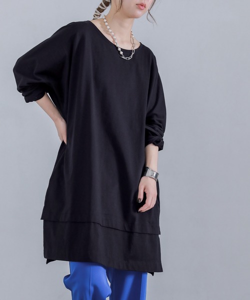 osharewalker（オシャレウォーカー）の「『万能リラックス風合いカットソー』（Tシャツ/カットソー・レディース・オフホワイト/チャコールグレー/ブラック/ネイビー/グリーン・FREE）」の10枚目の写真