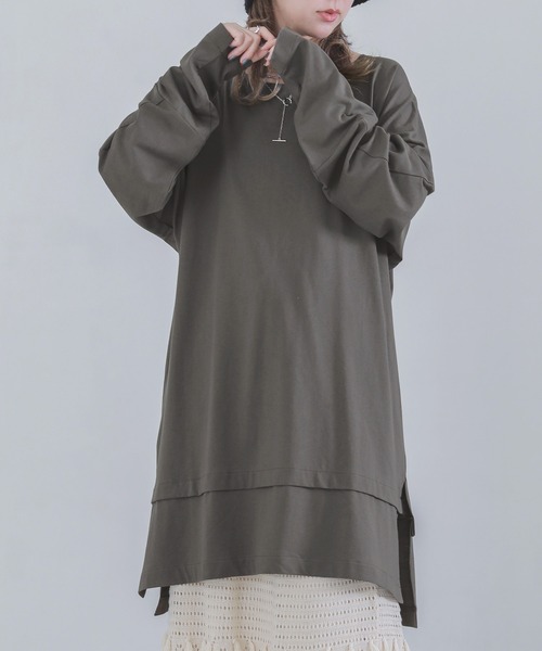 osharewalker（オシャレウォーカー）の「『万能リラックス風合いカットソー』（Tシャツ/カットソー・レディース・オフホワイト/チャコールグレー/ブラック/ネイビー/グリーン・FREE）」の17枚目の写真