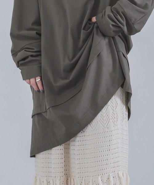 osharewalker（オシャレウォーカー）の「『万能リラックス風合いカットソー』（Tシャツ/カットソー・レディース・オフホワイト/チャコールグレー/ブラック/ネイビー/グリーン・FREE）」の15枚目の写真