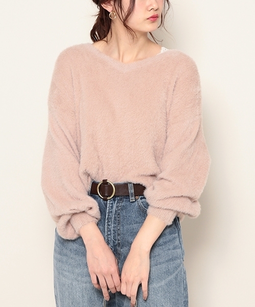 PAGEBOY(ページボーイ)の「スプリングシャギーニット(ニット/セーター・レディース・ライトグレー/オフホワイト/ライトピンク・FREE)」の3枚目の写真