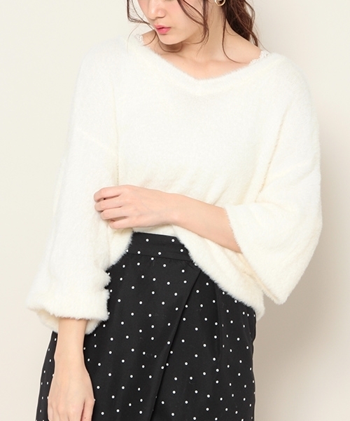 PAGEBOY(ページボーイ)の「スプリングシャギーニット(ニット/セーター・レディース・ライトグレー/オフホワイト/ライトピンク・FREE)」の1枚目の写真