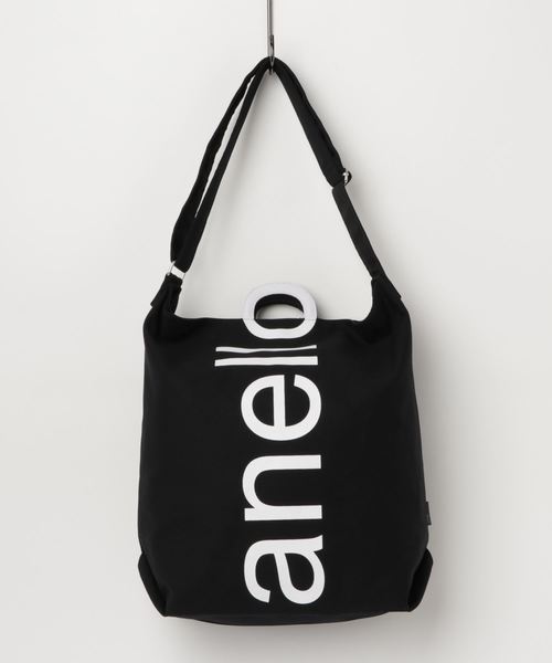 anello(アネロ)の「WEGO/anelloロゴ2WAYトートバッグ(トートバッグ・レディース・ブラック/アイボリー/トリコロール・FREE)」の2枚目の写真