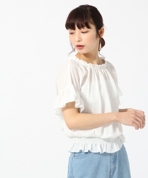 LOWRYS FARM(ローリーズファーム)の「2WAYシャーリングブラウス 787665 (シャツ/ブラウス・レディース・オフホワイト/イエロー/ブルー/ブラック・LARGE/MEDIUM)」の18枚目の写真