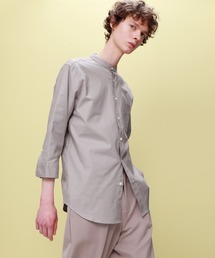 EMMA CLOTHES | Authentic Oxford Shirt オックスフォードストレッチシャツ バンドカラー 半袖/7分袖(シャツ/ブラウス)