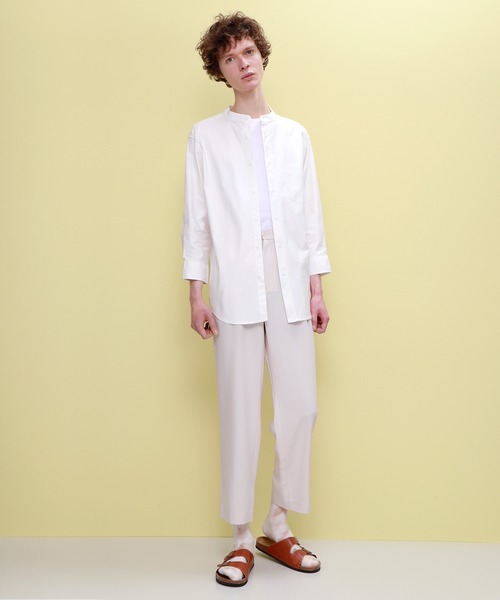 EMMA CLOTHES（エマクローズ）の「Authentic Oxford Shirt オックスフォードストレッチシャツ バンドカラー 半袖/7分袖（シャツ/ブラウス・メンズ・オフホワイト/ベージュ/ブラック/ネイビー/グレー/ベージュ系その他/ブラック系その他/ブルー系その他/ホワイト系その他/グレー系その他/オリーブドラブ/ブルー系その他2/グリーン系その他/ブルー系その他3/ブルー/サックスブルー・L/M/XL）」の18枚目の写真