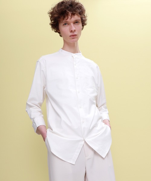 EMMA CLOTHES（エマクローズ）の「Authentic Oxford Shirt オックスフォードストレッチシャツ バンドカラー 半袖/7分袖（シャツ/ブラウス・メンズ・オフホワイト/ベージュ/ブラック/ネイビー/グレー/ベージュ系その他/ブラック系その他/ブルー系その他/ホワイト系その他/グレー系その他/オリーブドラブ/ブルー系その他2/グリーン系その他/ブルー系その他3/ブルー/サックスブルー・L/M/XL）」の17枚目の写真