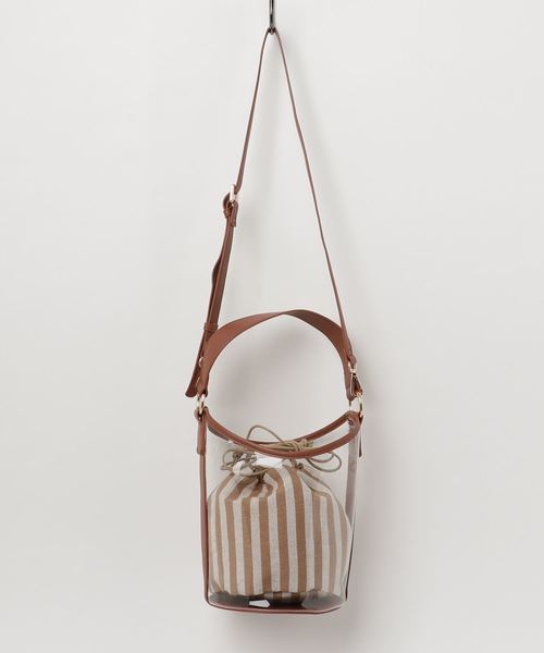 le.coeur blanc（ルクールブラン）の「【WEB限定PRICE】pvcボーダーバッグ（ショルダーバッグ・レディース・ベージュ系その他2/ブルー系その他4・FREE）」の4枚目の写真