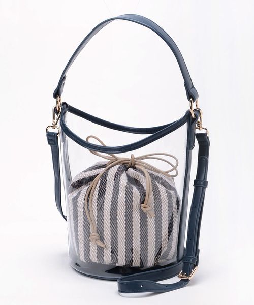 le.coeur blanc（ルクールブラン）の「【WEB限定PRICE】pvcボーダーバッグ（ショルダーバッグ・レディース・ベージュ系その他2/ブルー系その他4・FREE）」の2枚目の写真