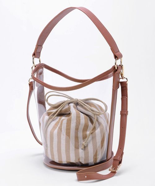 le.coeur blanc（ルクールブラン）の「【WEB限定PRICE】pvcボーダーバッグ（ショルダーバッグ・レディース・ベージュ系その他2/ブルー系その他4・FREE）」の8枚目の写真