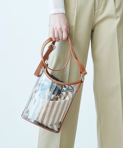 le.coeur blanc（ルクールブラン）の「【WEB限定PRICE】pvcボーダーバッグ（ショルダーバッグ・レディース・ベージュ系その他2/ブルー系その他4・FREE）」の3枚目の写真