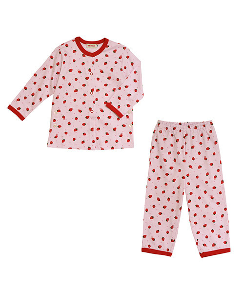 MIKI HOUSE（ミキハウス）の「いちごがいっぱい♪ベスト付き長袖パジャマ（ルームウェア/パジャマ・キッズ・ピンク・90cm/110cm/100cm）」の2枚目の写真