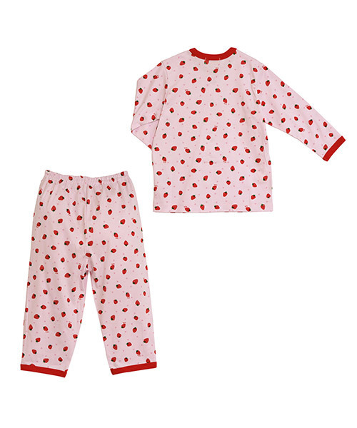 MIKI HOUSE（ミキハウス）の「いちごがいっぱい♪ベスト付き長袖パジャマ（ルームウェア/パジャマ・キッズ・ピンク・90cm/110cm/100cm）」の3枚目の写真