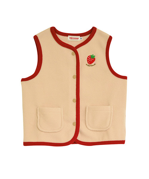 MIKI HOUSE（ミキハウス）の「いちごがいっぱい♪ベスト付き長袖パジャマ（ルームウェア/パジャマ・キッズ・ピンク・90cm/110cm/100cm）」の4枚目の写真