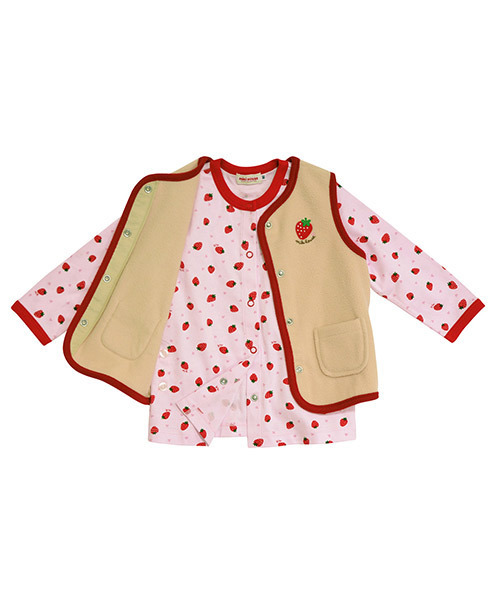 MIKI HOUSE（ミキハウス）の「いちごがいっぱい♪ベスト付き長袖パジャマ（ルームウェア/パジャマ・キッズ・ピンク・90cm/110cm/100cm）」の6枚目の写真