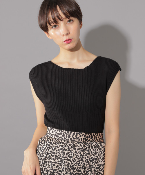 PAGEBOY(ページボーイ)の「リブボートネックフレンチスリーブ(ニット/セーター・レディース・ホワイト/ブラック/パープル/グレー・FREE)」の2枚目の写真