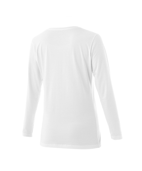 ZOZO（ゾゾ）の「長袖ストレッチUネックTシャツ（パターンオーダー）／ホワイト[WOMEN]（Tシャツ/カットソー・レディース・ホワイト・マルチサイズ）」の2枚目の写真