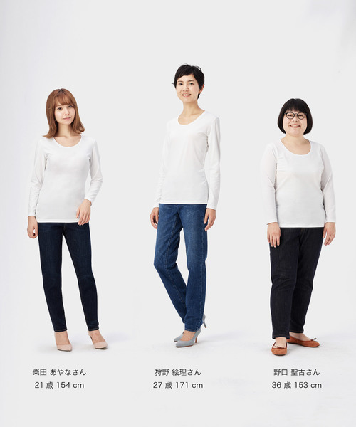 ZOZO（ゾゾ）の「長袖ストレッチUネックTシャツ（パターンオーダー）／ホワイト[WOMEN]（Tシャツ/カットソー・レディース・ホワイト・マルチサイズ）」の14枚目の写真