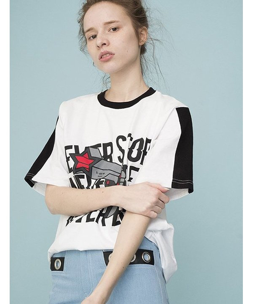 BABLETWO(ビーエイブルトゥー)の「【B ABLE TWO 】ネバーグラフィックTシャツ(Tシャツ/カットソー・レディース・ホワイト/ブラック・FREE)」の2枚目の写真