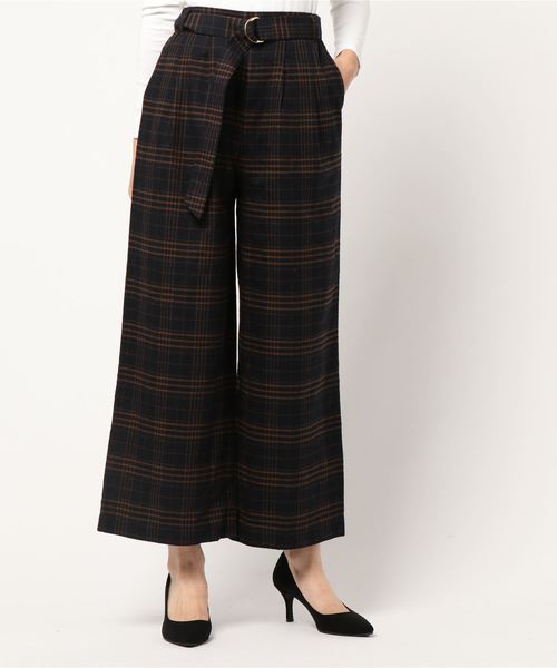 YECCA VECCA（イェッカヴェッカ）の「・チェック柄ワイドパンツ（その他パンツ・レディース・ベージュ/ネイビー・FREE）」の2枚目の写真