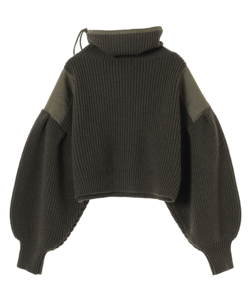 CLANE（クラネ）の「MILITARY VOLUME SLEEVE KNIT（ニット/セーター・レディース・ブラック/カーキ/オレンジ・1/2）」の4枚目の写真