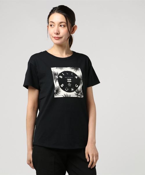BILLABONG（ビラボン）の「BILLABONG レディース SQUARE LOGO ラウンドヘムＴシャツ/ビラボン ロゴT ボタニカル柄（Tシャツ/カットソー・レディース・ホワイト/ブラック/グリーン・MEDIUM/LARGE）」の6枚目の写真