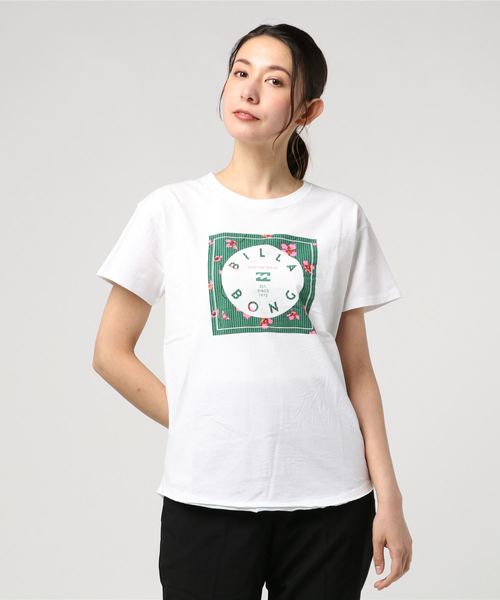 BILLABONG（ビラボン）の「BILLABONG レディース SQUARE LOGO ラウンドヘムＴシャツ/ビラボン ロゴT ボタニカル柄（Tシャツ/カットソー・レディース・ホワイト/ブラック/グリーン・MEDIUM/LARGE）」の7枚目の写真