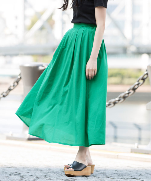 Luz Llena（ラズレナ）の「ロングフレアスカート（スカート・レディース・ブラック/グリーン/パープル/イエロー・MEDIUM）」の2枚目の写真