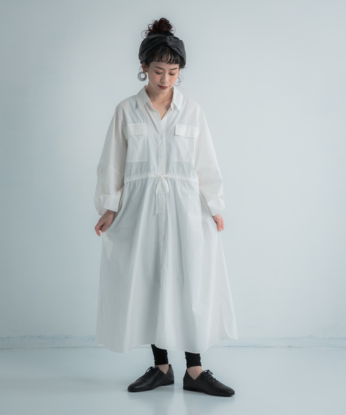 Libra Cue(リブラ キュー)の「Libra タイプライターシャツワンピース(シャツワンピース・レディース・ホワイト/ブラック/ベージュ/ワインレッド・FREE)」の6枚目の写真