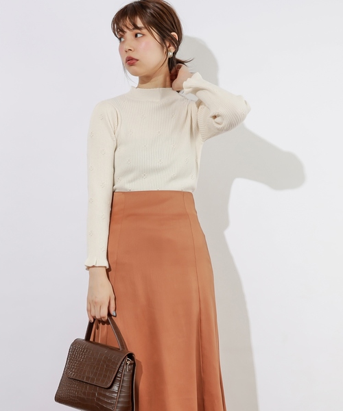 natural couture(ナチュラルクチュール)の「フラワー刺繍リブトップス/セットアップ(ニット/セーター・レディース・アイボリー/ネイビー/ピンク・FREE)」の12枚目の写真
