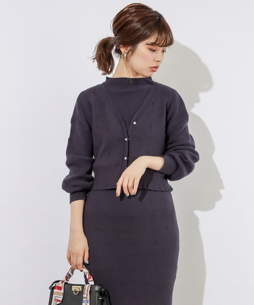natural couture(ナチュラルクチュール)の「フラワー刺繍リブトップス/セットアップ(ニット/セーター・レディース・アイボリー/ネイビー/ピンク・FREE)」の10枚目の写真