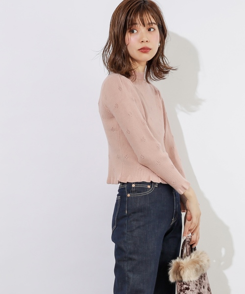 natural couture(ナチュラルクチュール)の「フラワー刺繍リブトップス/セットアップ(ニット/セーター・レディース・アイボリー/ネイビー/ピンク・FREE)」の19枚目の写真
