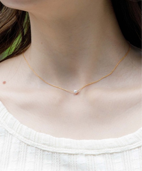 flower（フラワー）の「ワンポイントネックレス（ネックレス・レディース・ホワイト/ゴールド・FREE）」の11枚目の写真