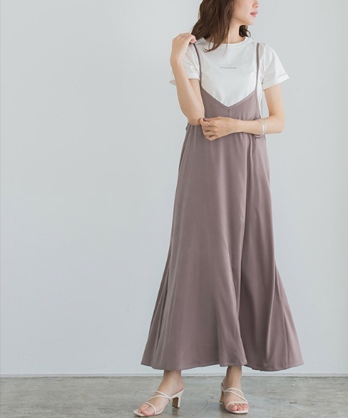 Pierrot（ピエロ）の「【手洗い可】サテンマーメイドラインキャミワンピース（ワンピース・レディース・ブラック/ベージュ/モカ/ブラウン系その他/ブラウン/グレー系その他・M/L）」の5枚目の写真