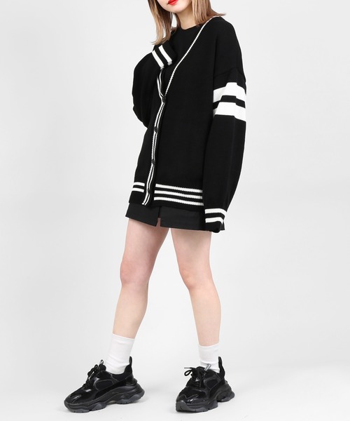 DING（ディング）の「DING/スクールニットカーディガン（カーディガン/ボレロ・レディース・ブラック/グリーン/ホワイト・FREE）」の4枚目の写真