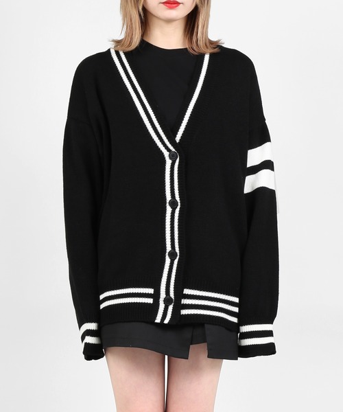 DING（ディング）の「DING/スクールニットカーディガン（カーディガン/ボレロ・レディース・ブラック/グリーン/ホワイト・FREE）」の15枚目の写真