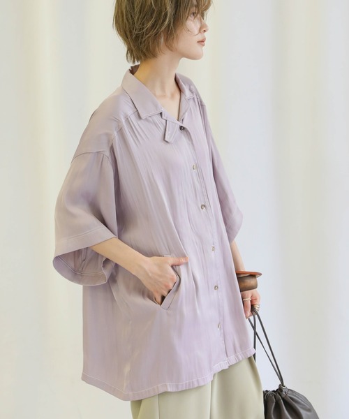 select MOCA(セレクトモカ)の「2020 SS ボーイフレンドオーバーシャツジャケット(シャツ/ブラウス・レディース・ベージュ/パープル/ミント・FREE)」の3枚目の写真