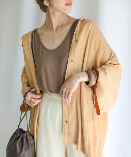 select MOCA(セレクトモカ)の「2020 SS ボーイフレンドオーバーシャツジャケット(シャツ/ブラウス・レディース・ベージュ/パープル/ミント・FREE)」の10枚目の写真