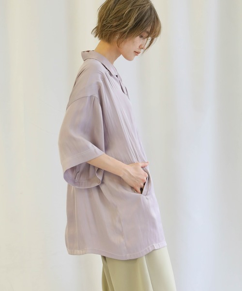 select MOCA(セレクトモカ)の「2020 SS ボーイフレンドオーバーシャツジャケット(シャツ/ブラウス・レディース・ベージュ/パープル/ミント・FREE)」の16枚目の写真