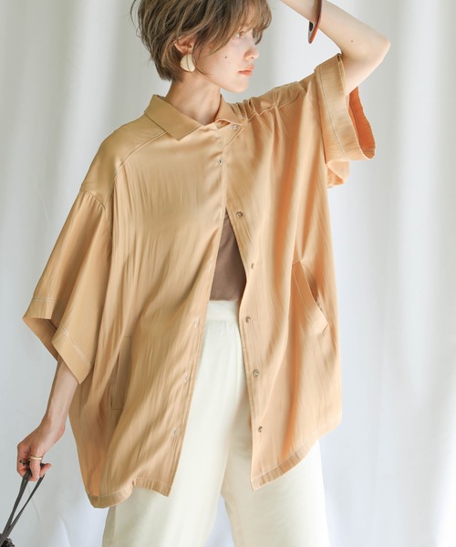 select MOCA(セレクトモカ)の「2020 SS ボーイフレンドオーバーシャツジャケット(シャツ/ブラウス・レディース・ベージュ/パープル/ミント・FREE)」の7枚目の写真