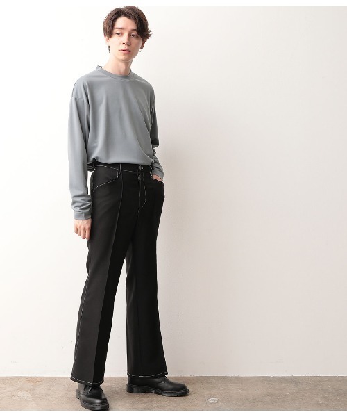 JUNRED（ジュンレッド）の「【セットアップ可能】ラスターツイルセミフレアパンツ（その他パンツ・メンズ・ブラック/ブラック系その他/ダークブラウン・S/M/L）」の13枚目の写真