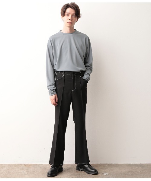 JUNRED（ジュンレッド）の「【セットアップ可能】ラスターツイルセミフレアパンツ（その他パンツ・メンズ・ブラック/ブラック系その他/ダークブラウン・S/M/L）」の14枚目の写真